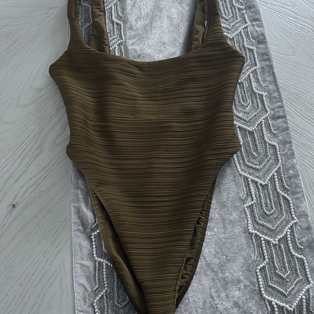 Mara Hoffman Olive Ribbed Swimwear NWT
